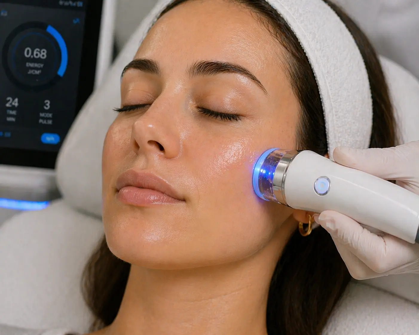 Advanced facial device treatment on skin for rejuvenation