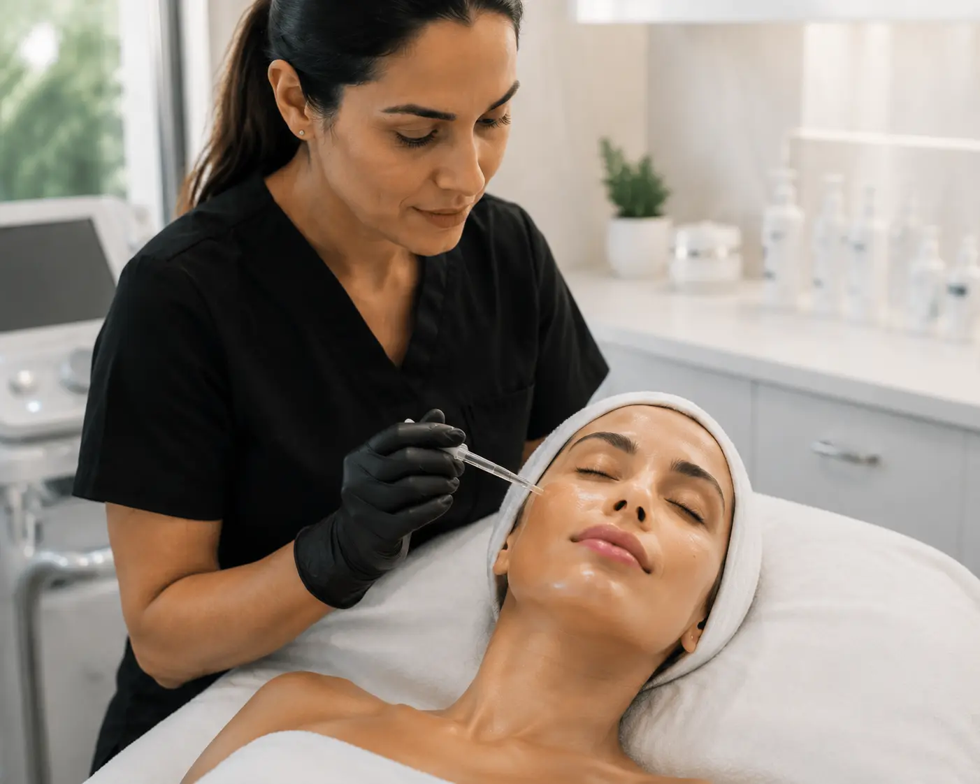 Peptide skin treatment facial procedure